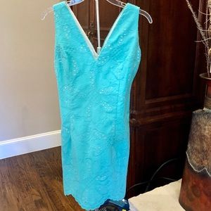 Lilly Pulitzer Turquoise Backless Eyelet Dress